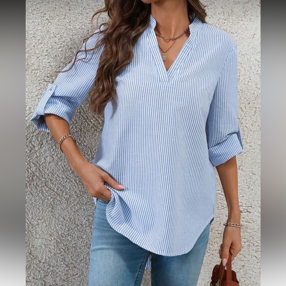 Blue Striped Women's Top - Picture 1 of 6